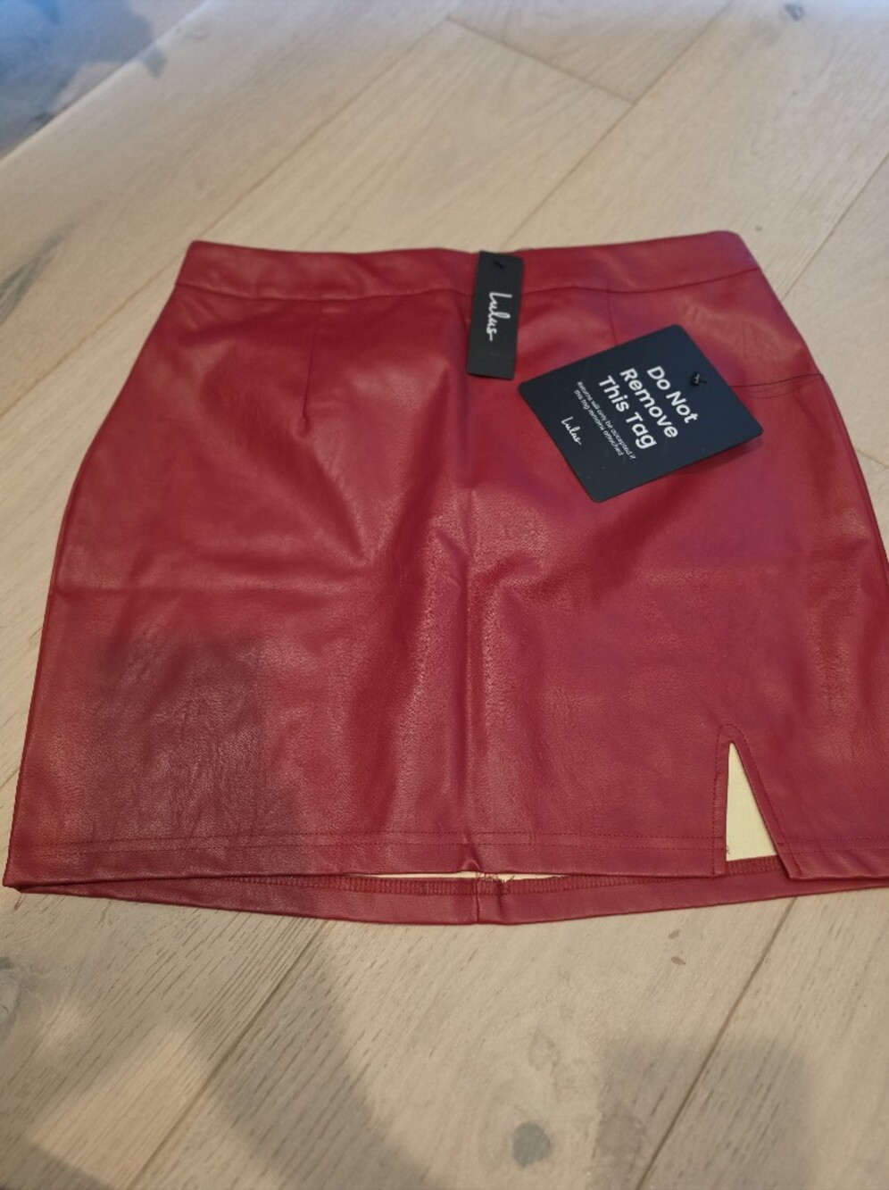 Lulu's Red Faux Leather Mini Skirt